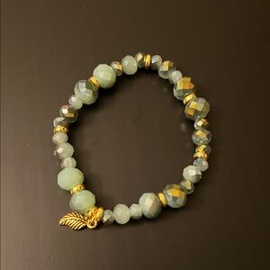 Hand Crafted Green and Gold Beaded Bracelet
